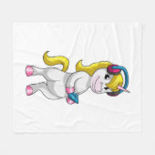Couverture Polaire Unicorne à l'écoute de musique avec casque (Devant (Horizontal))