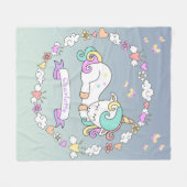 Couverture Polaire Unicorne, Ajouter Nom, Cosy, Couleurs Pastel, (Devant (Horizontal))