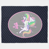 Couverture Polaire Unicorne arc-en-ciel avec dos rayé (Devant (Horizontal))