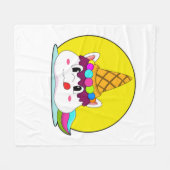 Couverture Polaire Unicorne avec cône de crème glacée (Devant (Horizontal))
