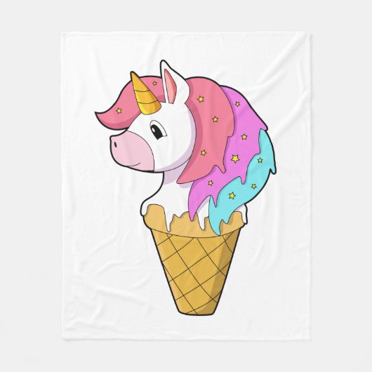 Couverture Polaire Unicorne avec crème glacée (Devant)