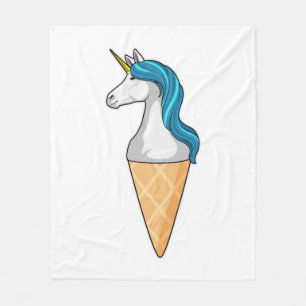 Couverture Polaire Unicorne avec crème glacée gaufre