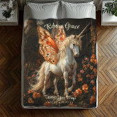 Couverture Polaire Unicorne blanche avec Ado de papillon orange