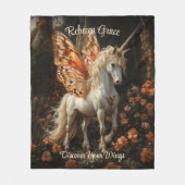 Couverture Polaire Unicorne blanche avec Ado de papillon orange (Devant)
