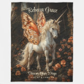 Couverture Polaire Unicorne blanche avec Ado de papillon orange (Devant)