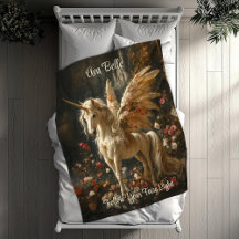 Unicorne blanche avec ailes dans un bois floral