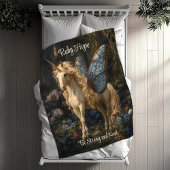 Couverture Polaire Unicorne Blanche avec Bleu Papillon ailes Nursery