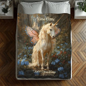 Couverture Polaire Unicorne Blanche Avec Cheval À Papillon Rose