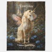 Couverture Polaire Unicorne Blanche Avec Cheval À Papillon Rose (Devant)