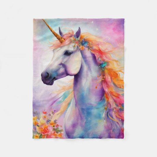 Couverture Polaire Unicorne couleur Pastel (Devant)
