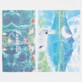 Couverture Polaire Unicorne dans un monde de rêve paradis Fleece Blan (Devant (Horizontal))