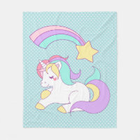 Unicorne dormant mignon avec étoile de tir colorée