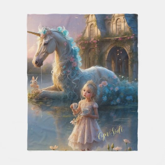 Couverture Polaire Unicorne enchantée (Devant)