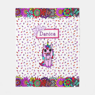 Couverture Polaire Unicorne et bonbons personnalisés saupoudrent avec