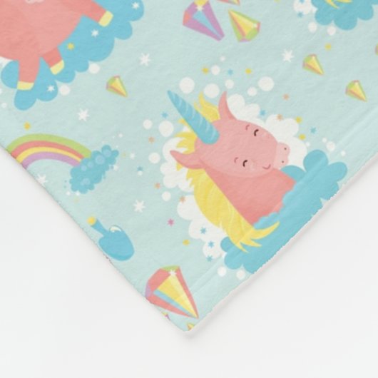 Couverture Polaire Unicorne et Motif arc-en-ciel (Coin)