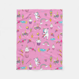 Couverture Polaire Unicorne Fan Club motif rose