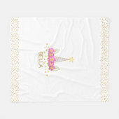 Couverture Polaire Unicorne, fleurs & confettis d'or sur toison blanc (Devant (Horizontal))