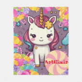 Couverture Polaire Unicorne - Impression de bonbons (Devant)
