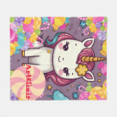 Couverture Polaire Unicorne - Impression de bonbons (Devant (Horizontal))