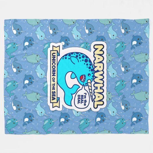 Couverture Polaire Unicorne Narwhal De La Mer (Devant (Horizontal))