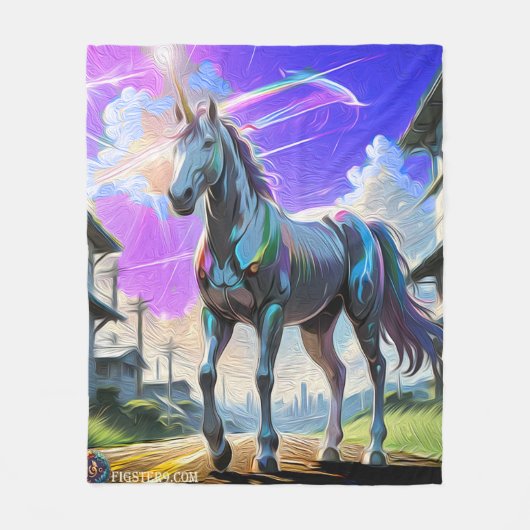 Couverture Polaire Unicorne peinte (Devant)