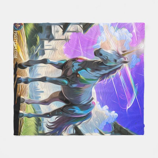 Couverture Polaire Unicorne peinte (Devant (Horizontal))