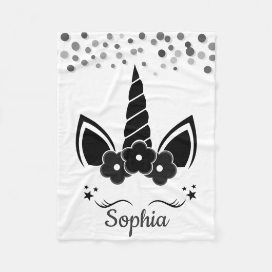 Couverture Polaire Unicorne personnalisée avec Pony Black (Devant)