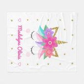 Couverture Polaire Unicorne personnalisée face mignonne (Devant (Horizontal))