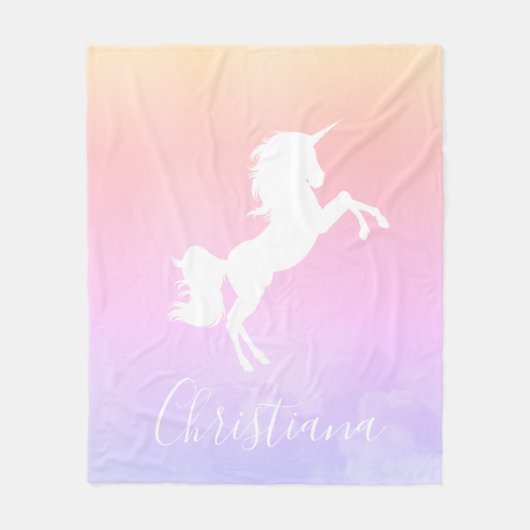 Couverture Polaire Unicorne personnalisée rose à violet élégant Blank (Devant)