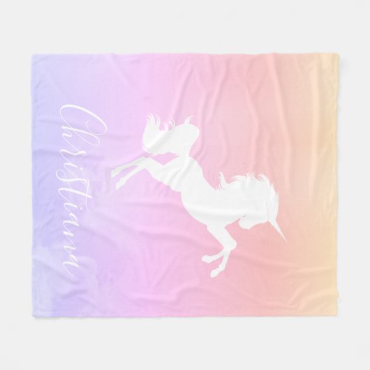 Couverture Polaire Unicorne personnalisée rose à violet élégant Blank (Devant (Horizontal))