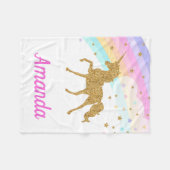 Couverture Polaire Unicorne polaire couverture, rose et or (Devant (Horizontal))