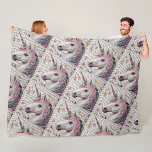 Couverture Polaire Unicorne quadrillée