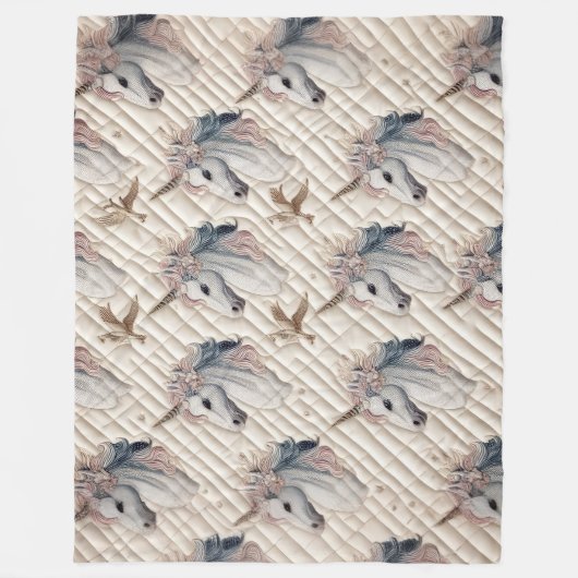 Couverture Polaire Unicorne quadrillée (Devant)