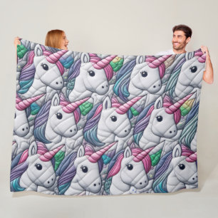 Couverture Polaire Unicorne quadrillée