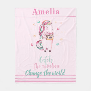 Couverture Polaire Unicorne Rose Inspirationnelle Avec Caméra Et Étoi