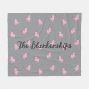 Couverture Polaire Unicorne rose invisible sur gris