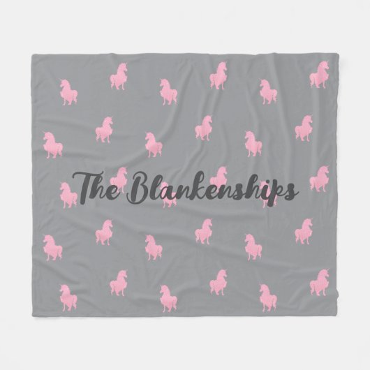 Couverture Polaire Unicorne rose invisible sur gris (Devant (Horizontal))