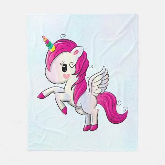 Couverture Polaire Unicorne rose mignonne avec ailes (Devant)