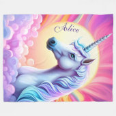 Couverture Polaire Unicorne rose mignonne et nom Sherpa Blanket (Devant (Horizontal))