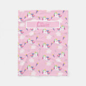 Couverture Polaire Unicorne rose Nom du bébé (Devant)