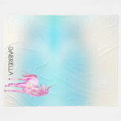 Couverture Polaire Unicorne rose Nom personnalisé (Devant (Horizontal))