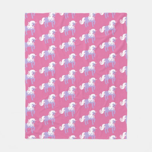 Couverture Polaire Unicorne rose violet (Devant)