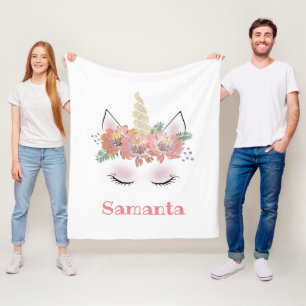 Couverture Polaire Unicorne, Visage Unicorne, personnalisée, girly, f