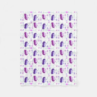 Couverture Polaire Unicornes de fille Blanche polaire