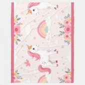Couverture Polaire Unicornes Dreamy, Arcs-en-ciel, Fleurs, Mignonnes (Devant)