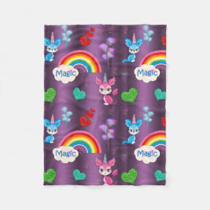 Couverture Polaire Unicornes magiques violet