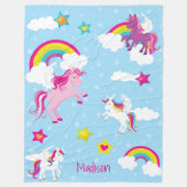 Couverture Polaire Unicornes mignonnes roses et violettes et arcs-en- (Devant)