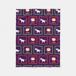 Couverture Polaire Unicornes pourpres santa claus motif