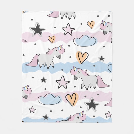 Couverture Polaire Unicorns and stars pattern (Devant)
