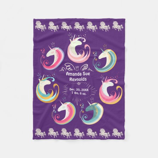 Couverture Polaire Unicorns Baby Keepsaké (Changer de couleur) (Devant)